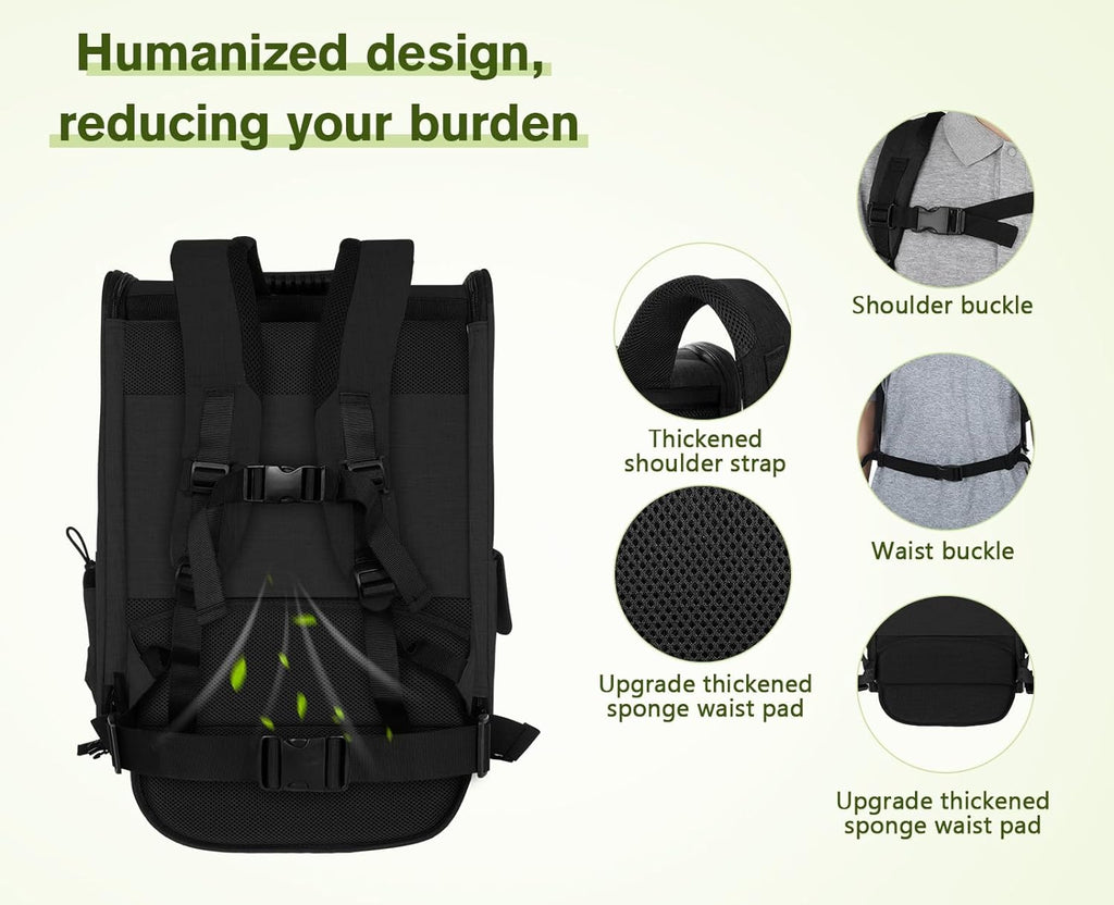 pecute Haustier Rucksack mit Netzfenster, Tragbare und Faltbare Katzentasche, Atmungsaktive und Leichte Hundetasche, Wasserdichtes Oxford-Tuch mit Viel Platz, Multifunktionales Rutschfestes Grau XL