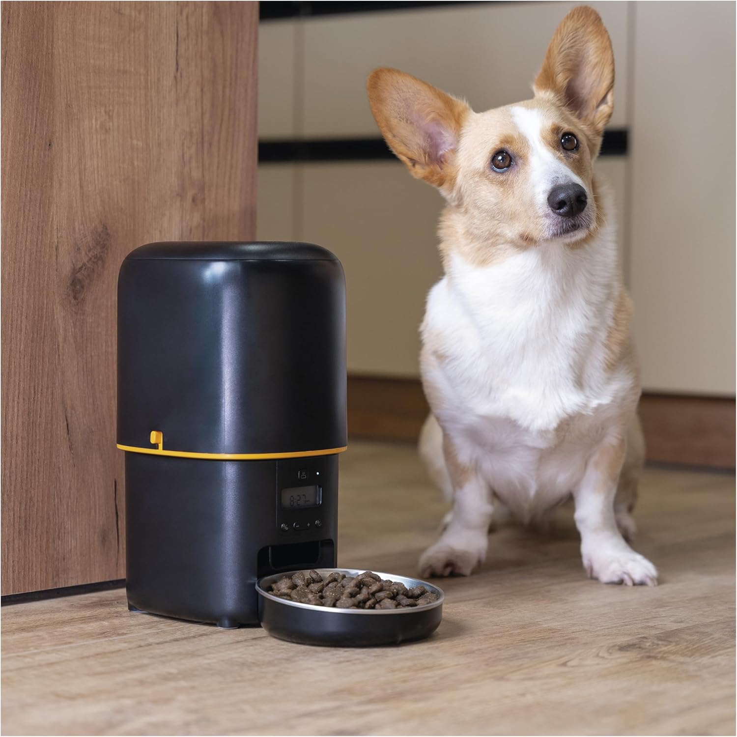 EMOS - GoSmart Futterautomat 6 l mit Kamera - WLAN Pet Care Futterspender mit App - Trockenfutter Automat für Katze & Hund mit Zeitplan, Sprachaufzeichnung, Dosierung 1–12 Mahlzeiten pro Tag - Schwarz