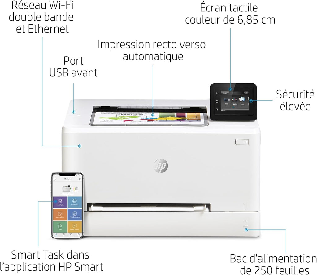 Stampante laser multifunzione a colori HP Color LaserJet Pro MFP 3302fdwg, Fax, Stampa automatica fronte/retro, Touchscreen, Wi-Fi, Ethernet, USB, HP Wolf Pro Security