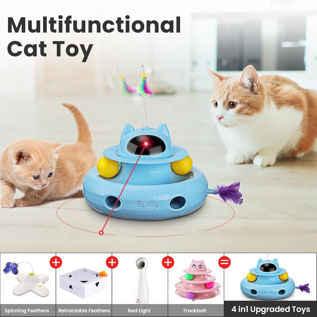 PETTOM Katzenspielzeug Selbstbeschftigung, 3-in-1 Katzenspielzeug Elektrisch Automatisch, Interaktives Spielzeug für Katzen USB Aufladbar