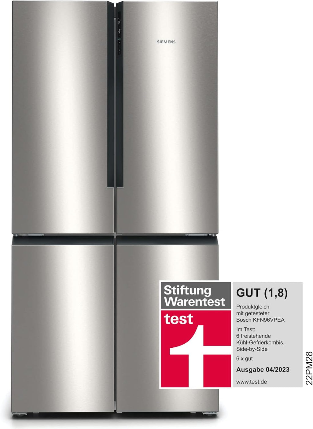 Frigorifero Multic дверный SIEMENS KF96NVPEA iQ300, 183 x 91 cm, 405 L di refrigerazione e 200 L di congelamento, hyperFresh per una freschezza più duratura, noFrost per non sbrinare mai più, superCooling per un raffreddamento più rapido