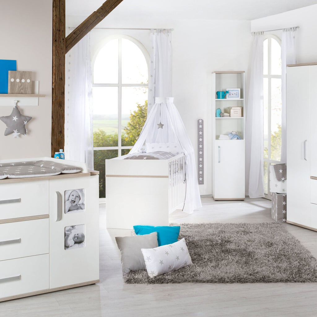 roba Kombi-Kinderbett 'Moritz', 70 x 140 cm, weiß / Zierleiste Luna Elm - B-Ware neuwertig