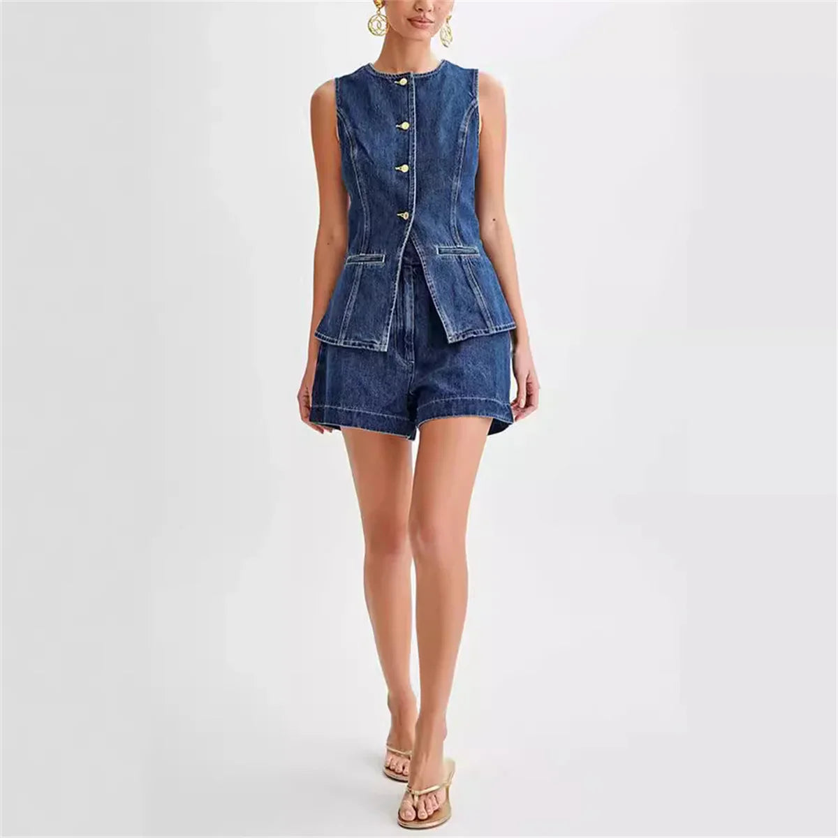 Vintage Denim Sommer Suit Set