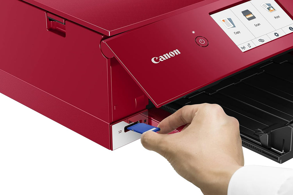 Canon PIXMA TS8351a Stampante multifunzione a getto d'inchiostro a colori DIN A4 (scanner, fotocopiatrice, 4.800 x 1.200 dpi, 6 inchiostri separati, USB, WLAN, AirPrint, stampa fronte/retro, 2 alimentatori carta, 5 GHz), bianco