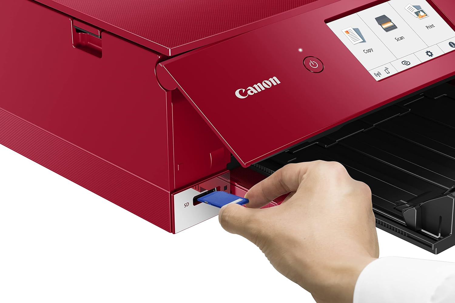Canon PIXMA TS8351a Stampante multifunzione a getto d'inchiostro a colori DIN A4 (scanner, fotocopiatrice, 4.800 x 1.200 dpi, 6 inchiostri separati, USB, WLAN, AirPrint, stampa fronte/retro, 2 alimentatori carta, 5 GHz), bianco