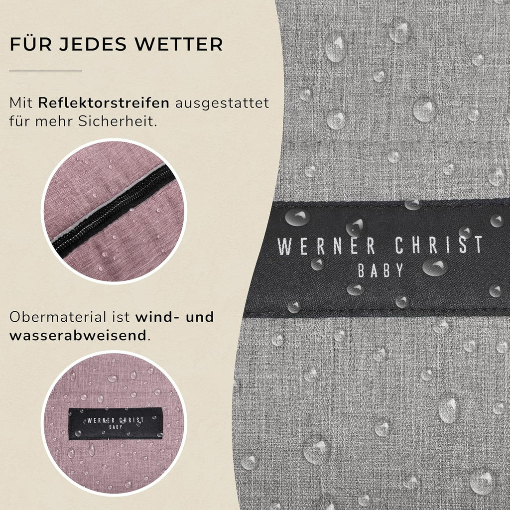 WERNER CHRIST BABY, Kinderwagen-Fußsack CORTINA – Thermo Winterfußsack (Kinder ab 6 - bis 36 Monate), mit herausnehmbarer Lammfelleinlage, medizinisches Fell, in Black (schwarz)