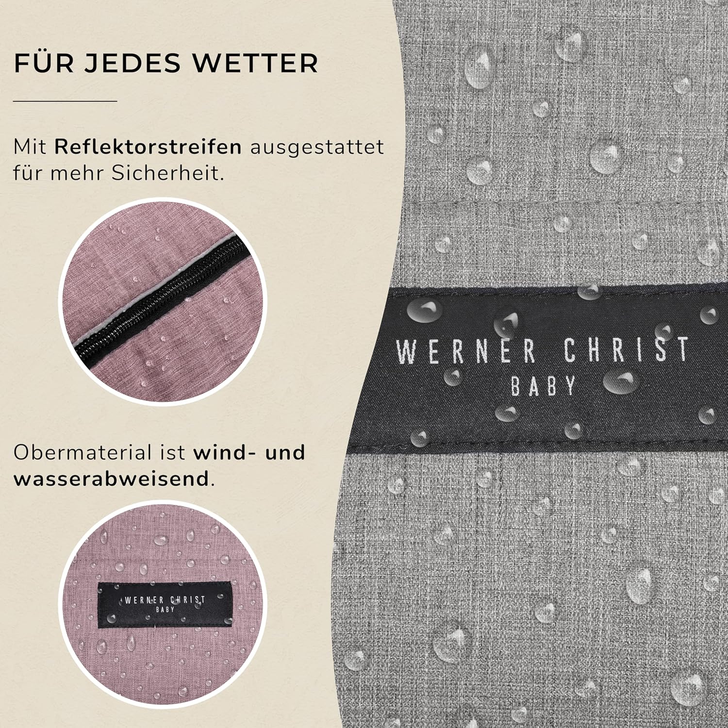 WERNER CHRIST BABY, Kinderwagen-Fußsack CORTINA – Thermo Winterfußsack (Kinder ab 6 - bis 36 Monate), mit herausnehmbarer Lammfelleinlage, medizinisches Fell, in Black (schwarz)