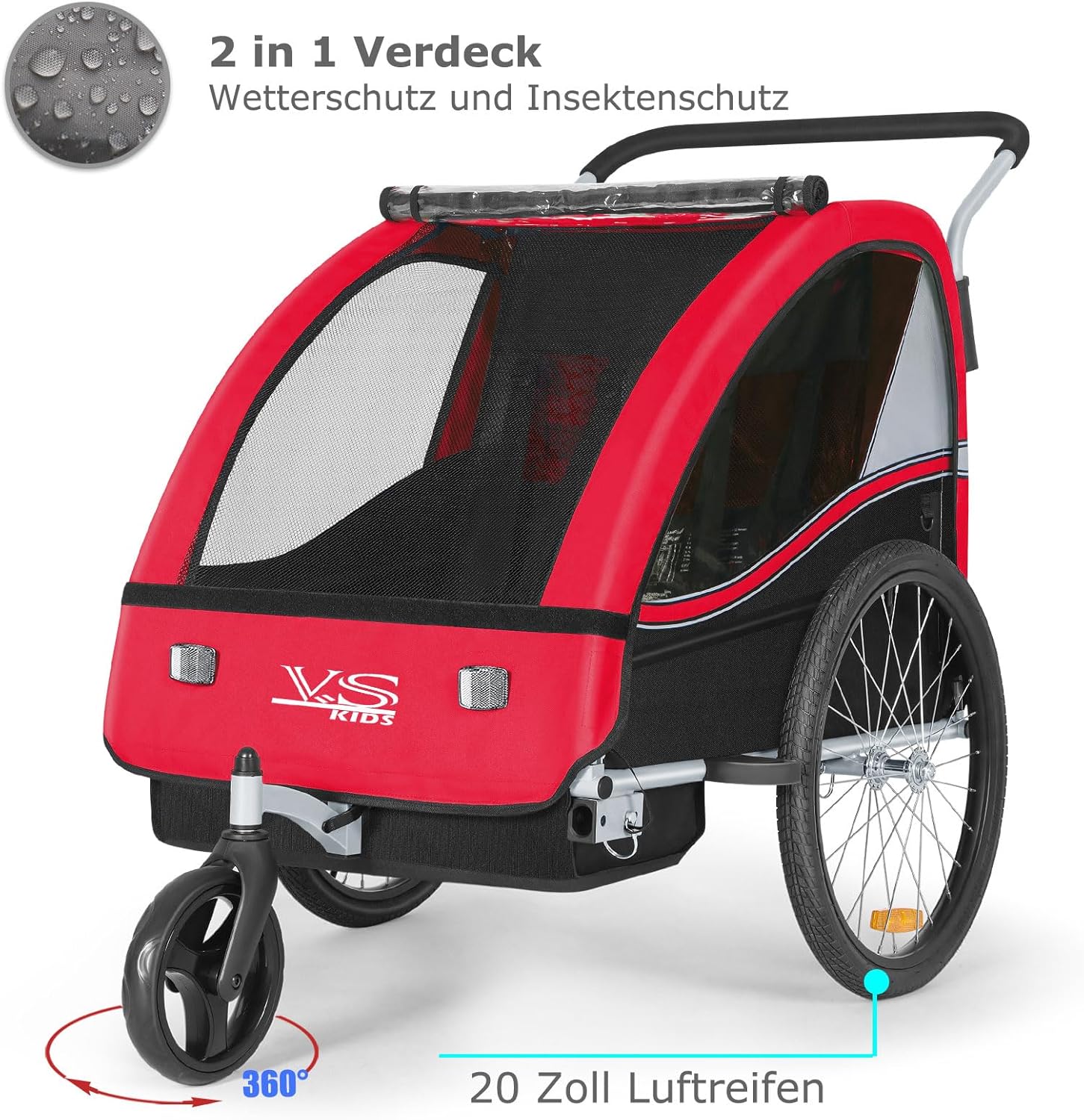 Tiggo VS 2 in 1 Rimorchio per bambini Rimorchio per bici Rimorchio con set passeggino Jogger 50202