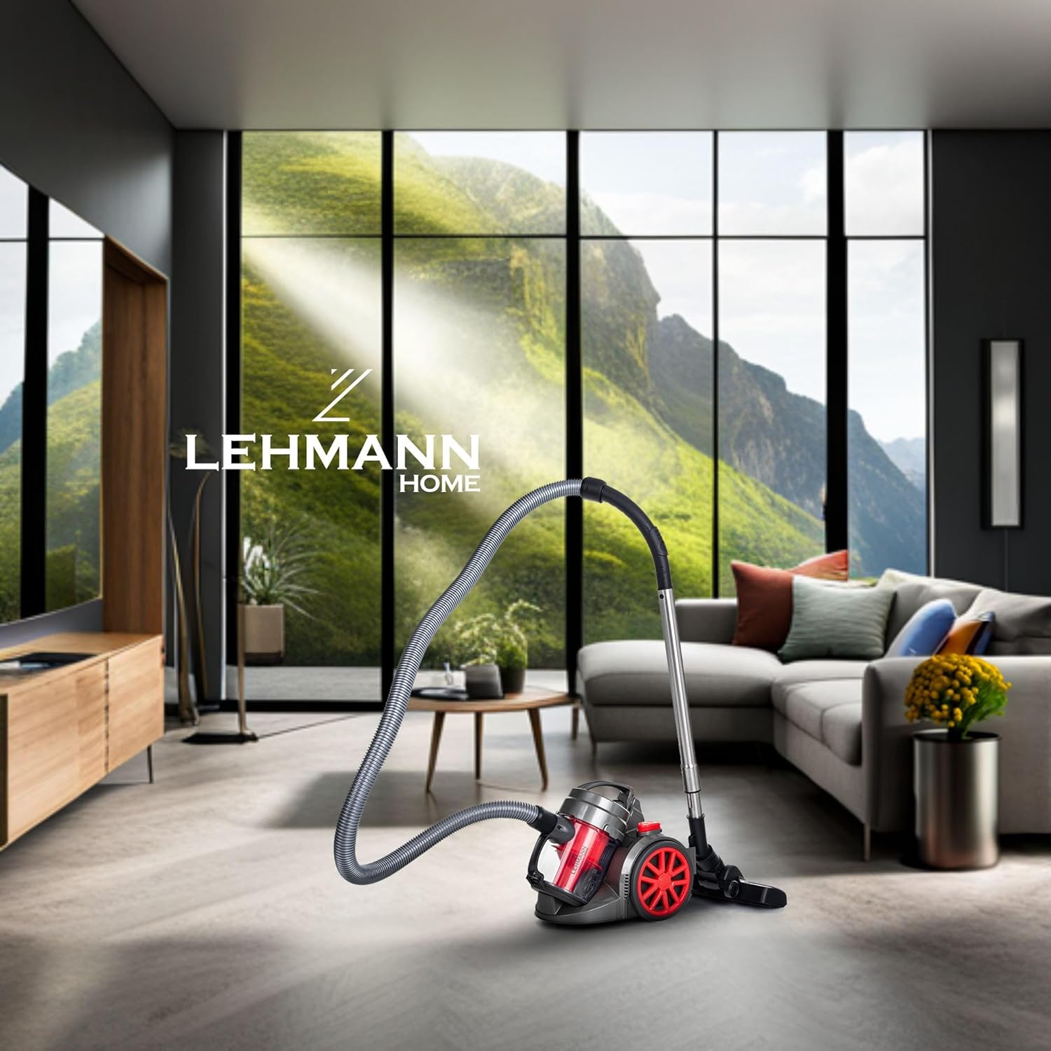 LEHMANN LHOCV-7018 Zyklon Staubsauger beutellos | Bodenstaubsauger mit Zyklontechnologie | Zylinder-Staubsauger mit Düsensatz | Hochleistungskraft 4000 Watt, HEPA-Filter, 1,8 L