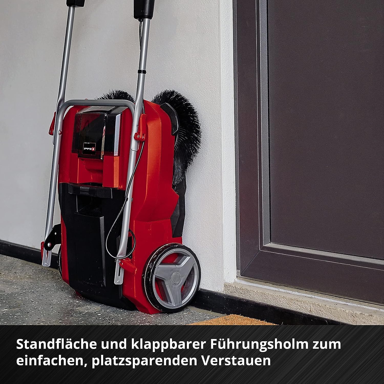Einhell Spazzatrice a batteria TE-SW 18/610 Li-Solo Power X-Change (18 V, Li-Ion, serbatoio sporco 20 L, larghezza di lavoro 61 cm, posizione di parcheggio, manico regolabile, labbro rimovibile, interruttore on-off), Rosso
