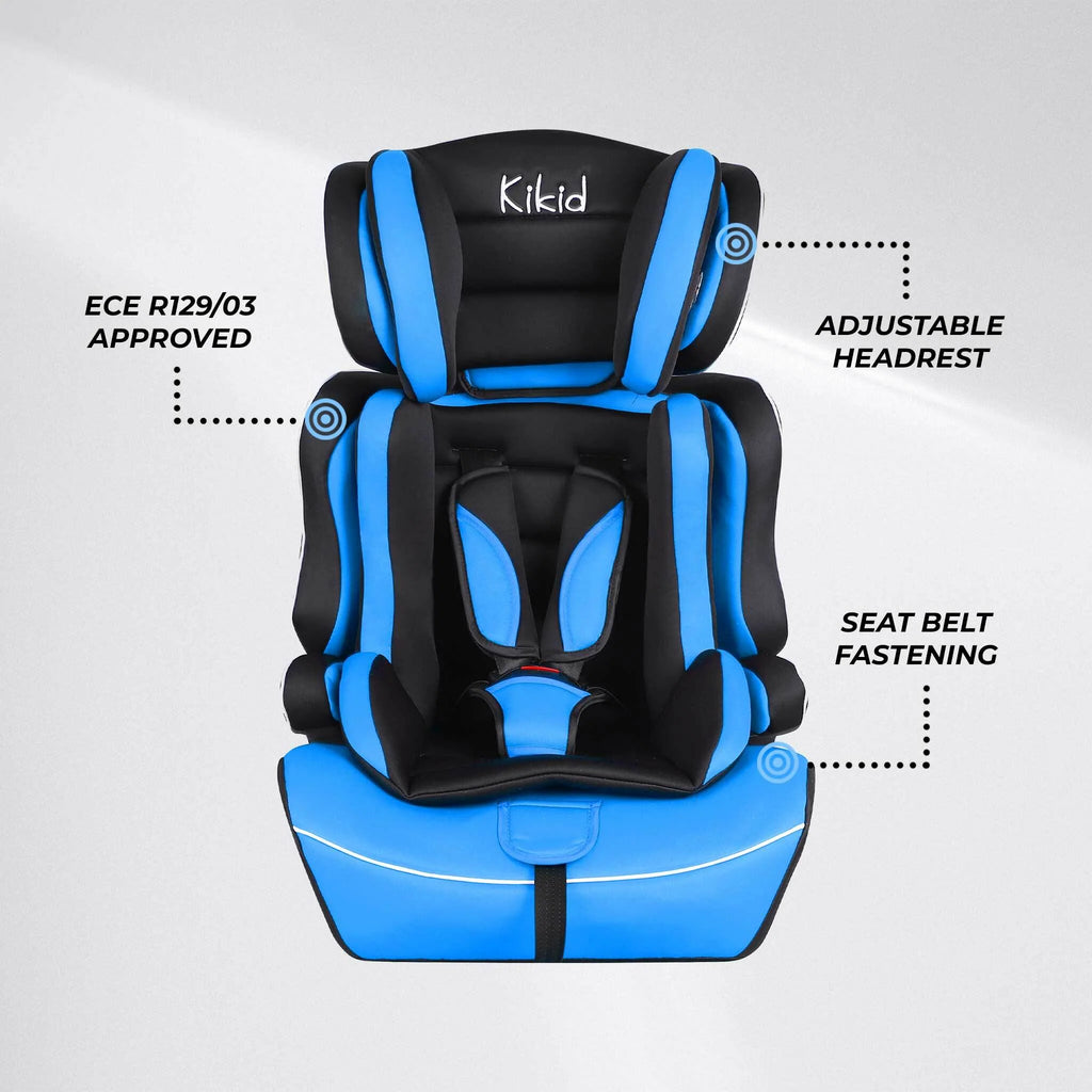 Kikid Seggiolino auto Basic 76-150cm R129, nero blu