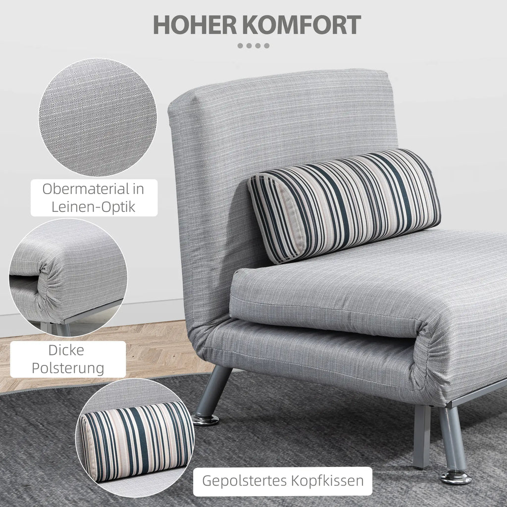 HOMCOM Poltrona Letto 2-in-1 con Schienale Regolabile