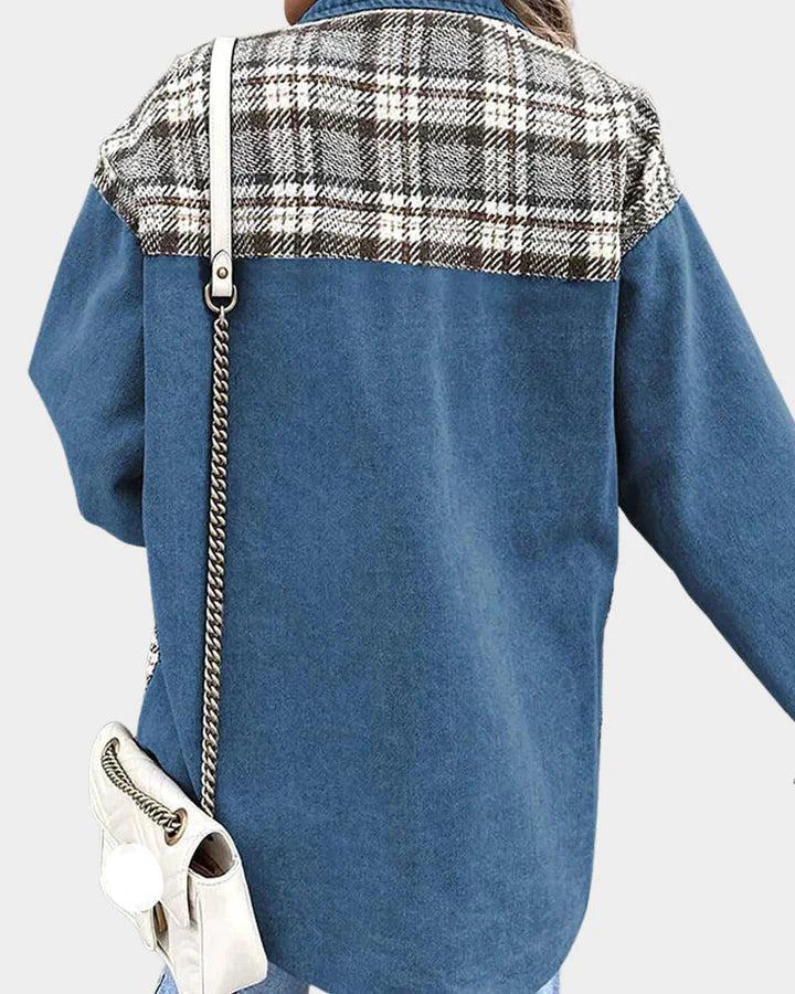 Giacca di jeans a quadri da donna