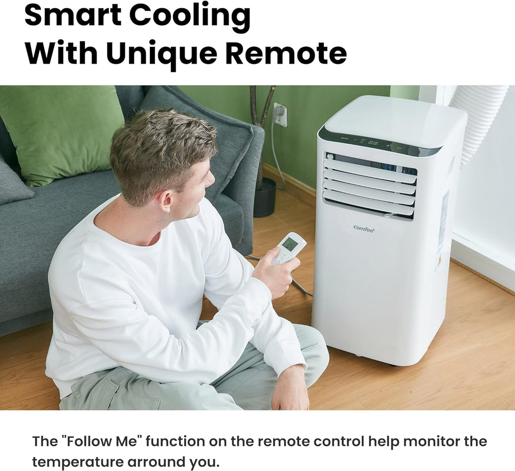 Comfee Condizionatore Portatile Easy Cool 2.0, 7000 BTU 2,0kW, Raffreddamento&Ventilazione&Deumidificazione, Adatto per Ambienti fino a 68m³(25㎡), Controllo tramite APP/Alexa/Google Home/IFTTT, Climatizzatore Portatile con Tubo di Scarico
