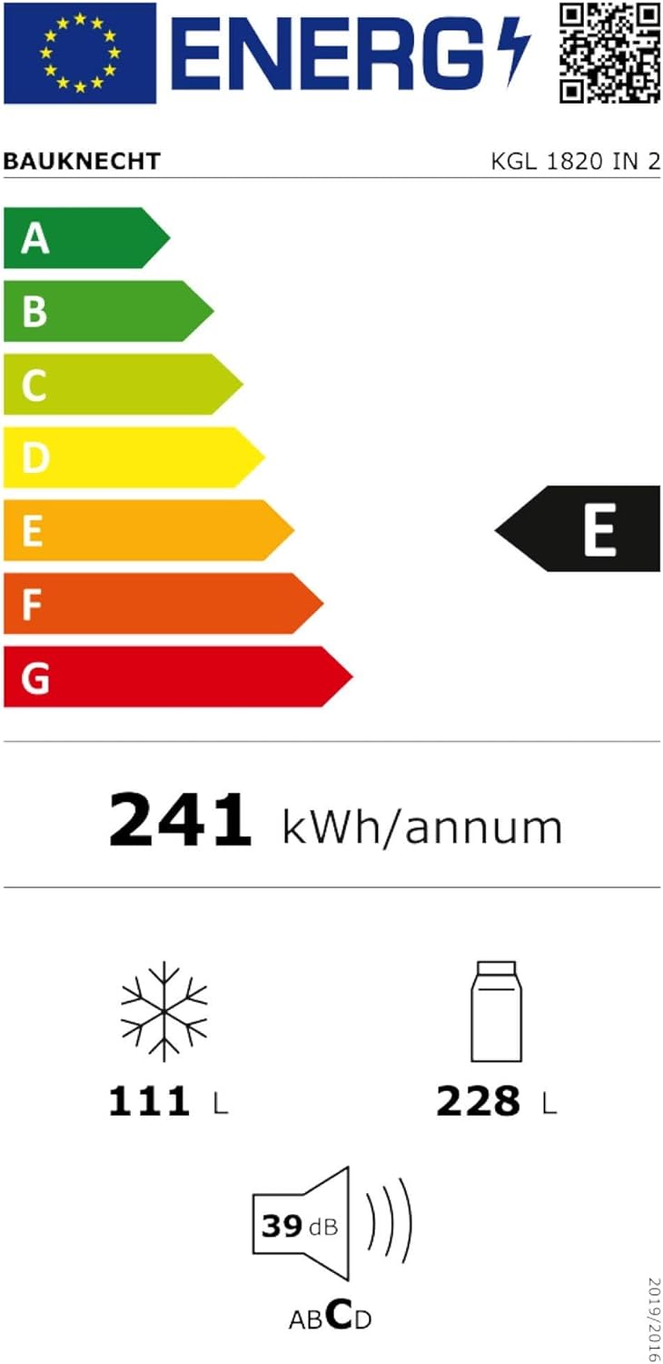 Combinazione Frigorifero/Congelatore Bauknecht, altezza 189 cm, capacità totale 339 litri / LessFrost/Fresh Zone+/Active Fresh/Funzione Super Cooling/Active Freeze