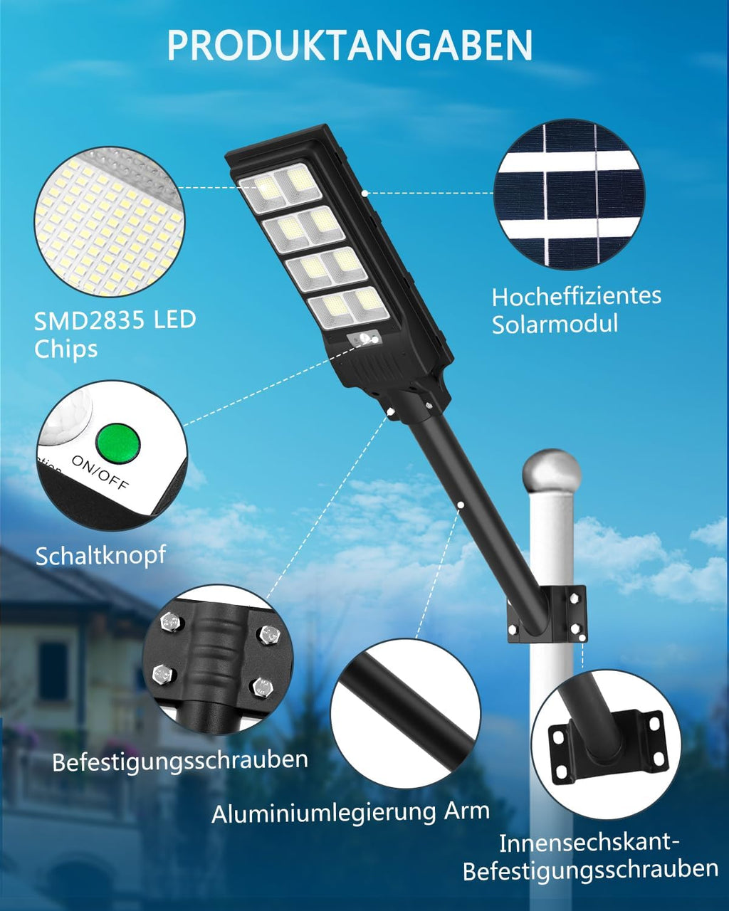 Sararoom 600W Straßenlaterne Solar Wegeleuchte, 594LEDs Solarlampe mit Bewegungsmelder, 6500K Wandleuchten mit Fernbedienung - IP65 Straßenlampe Außen Sicherheitsleuchte für Garten Garage Hof,4Pack