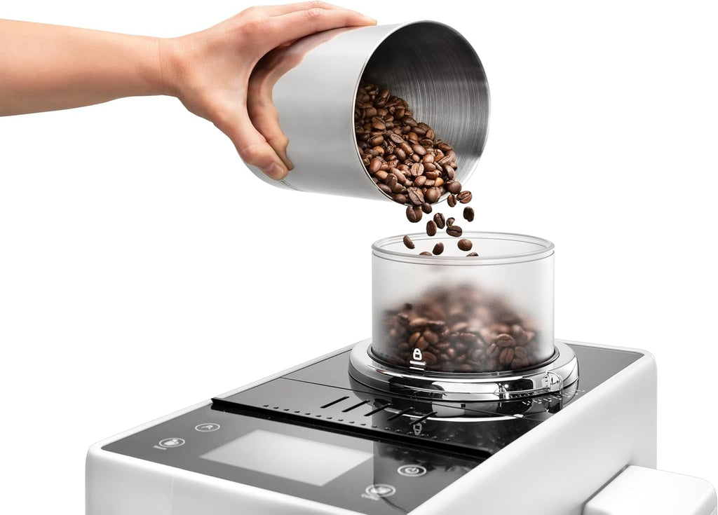 De'Longhi Rivelia EXAM440.35.BG Macchina da caffè automatica con lancia vapore, contenitore chicchi intercambiabile, 8 bevande a base di caffè one-touch, funzione Extra Shot, display touch da 3,5 pollici, Beige