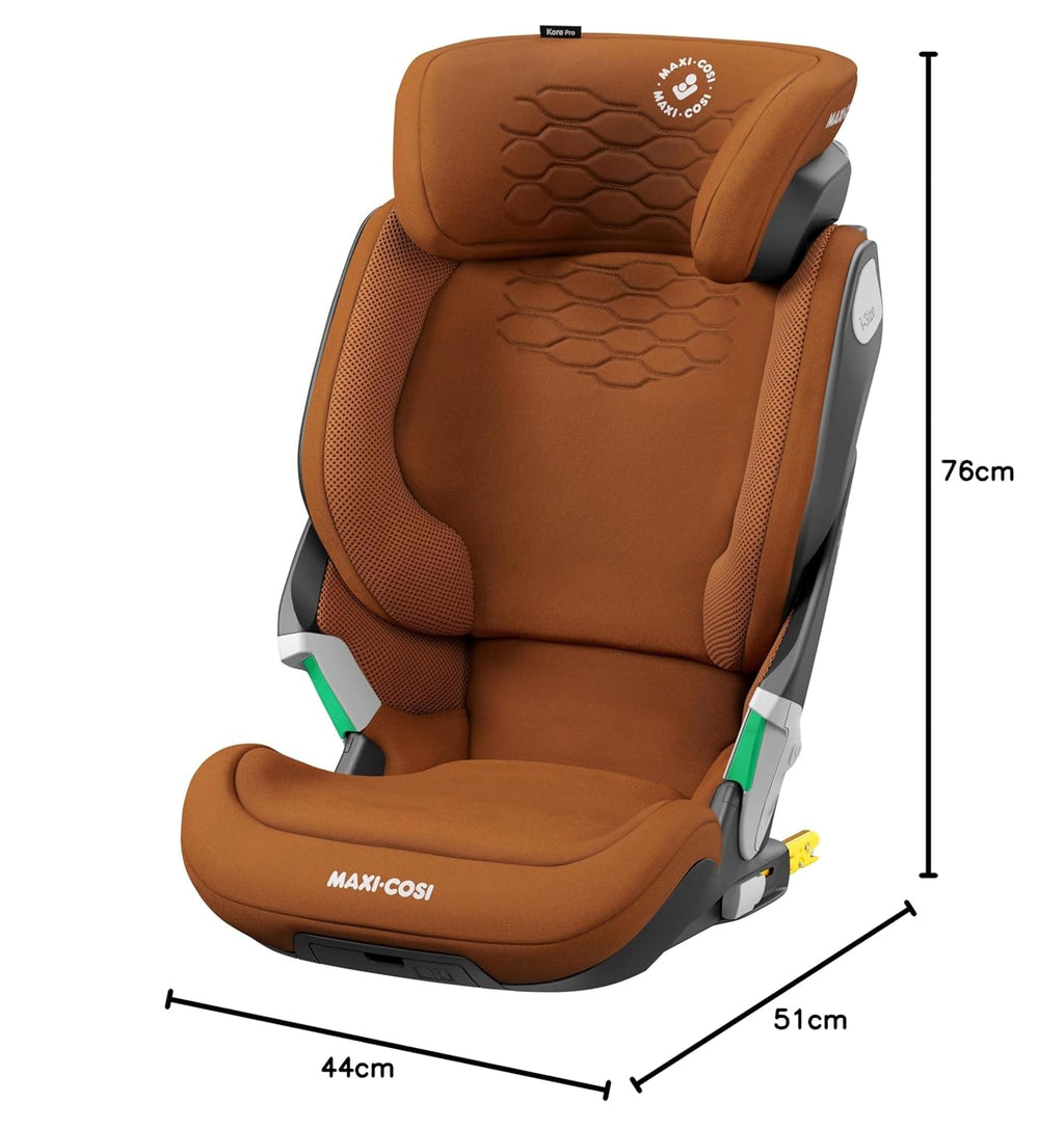 Seggiolino Auto Maxi-Cosi Kore Pro i-Size, 3.5–12 Anni, 100–150 cm, Luce ClickAssist, Altezza/Larghezza Regolabili, Sistema di Protezione Laterale+, Authentic Cognac
