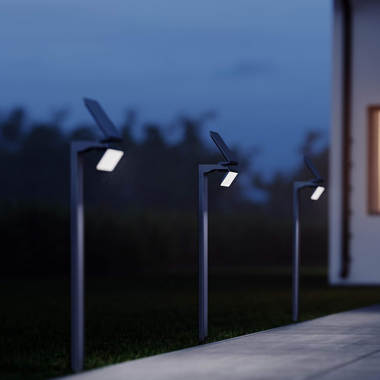 Steinel Lampada solare a LED XSolar GL-S argento, regolabile in altezza, 150 lm, sensore di movimento a 140°, raggio d'azione 5 m, luce di base