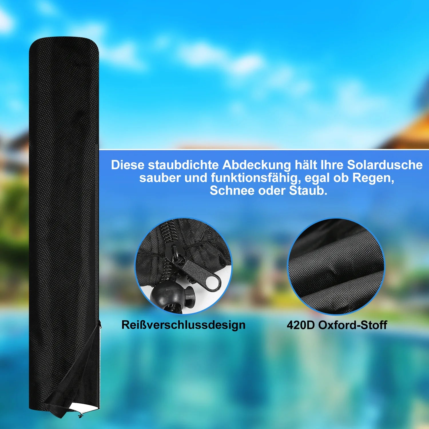 Sonnewelt Solardusche mit Duschkopf, Fudusche und Schutzabdeckung 20L