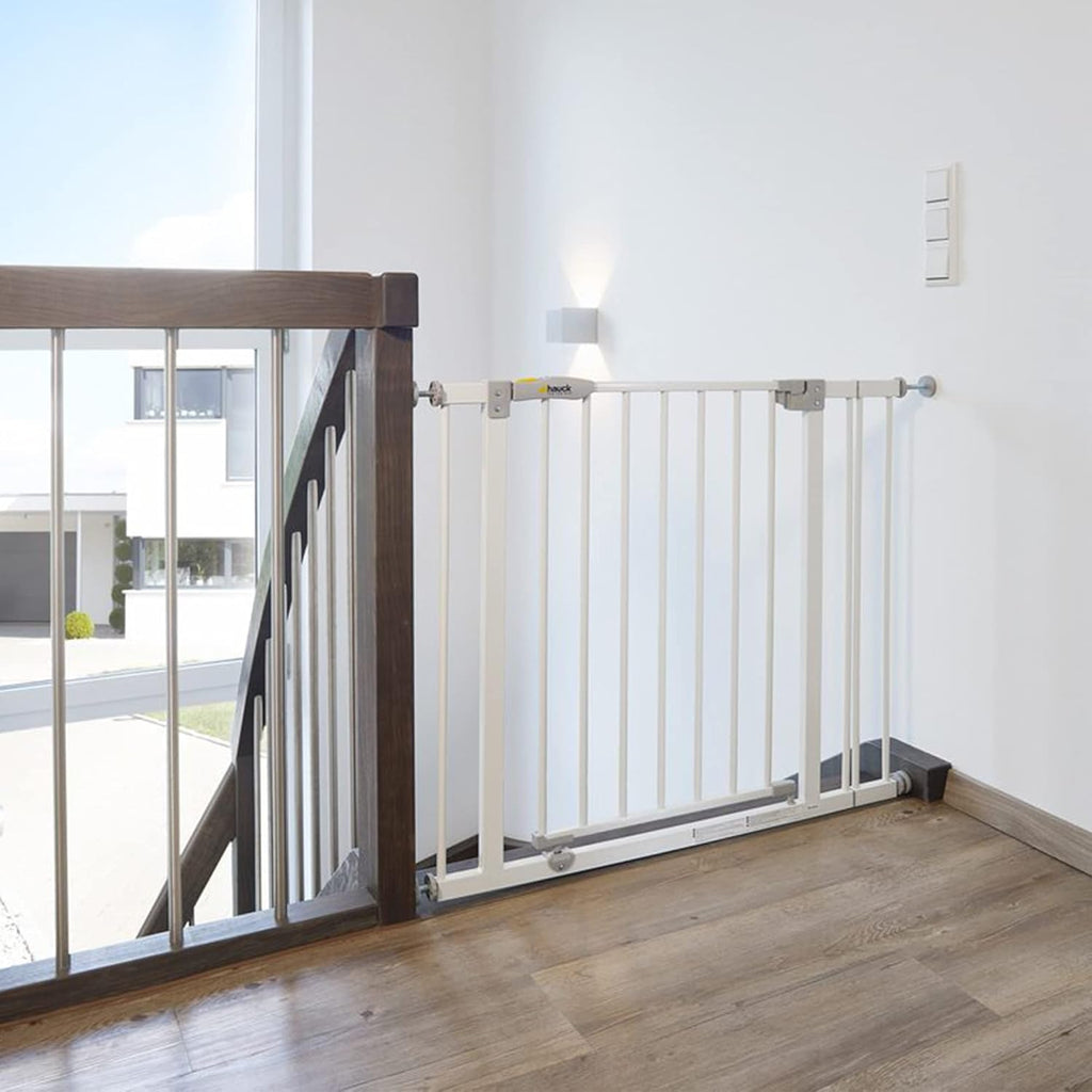 Hauck Cancelletto di Sicurezza / Cancelletto per Porte Open N Stop, per Larghezze 75 - 80 cm, Senza Forare, Apertura a una Mano, Apertura su Due Lati, Metallo, Bianco