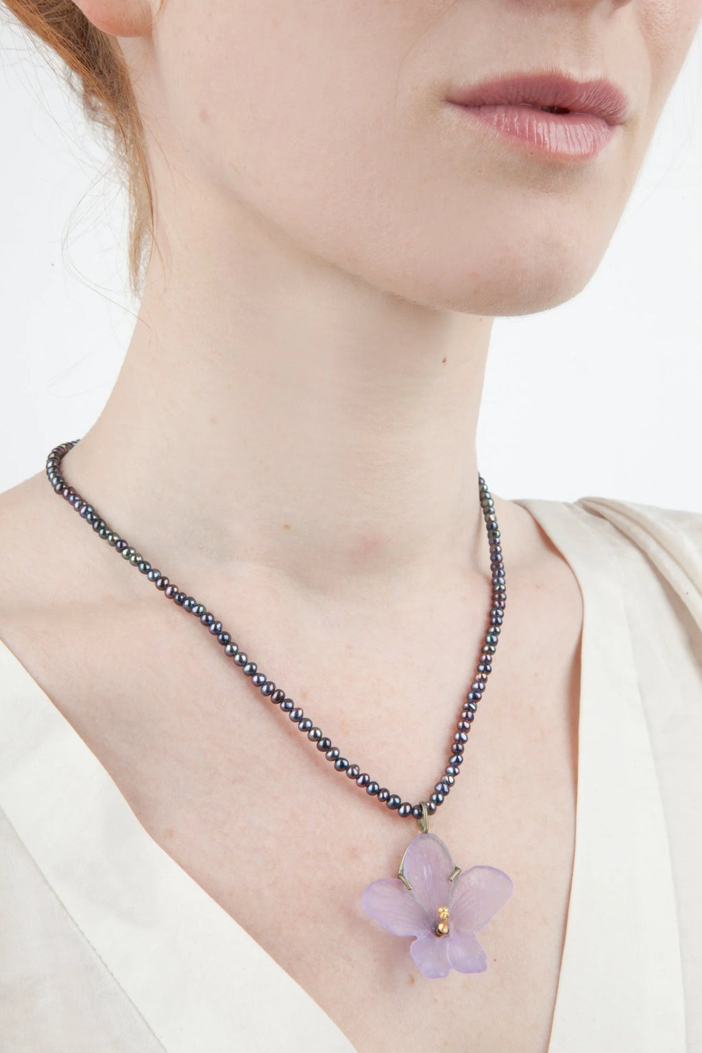Usambaraveilchen Kette mit Anhnger - Perle