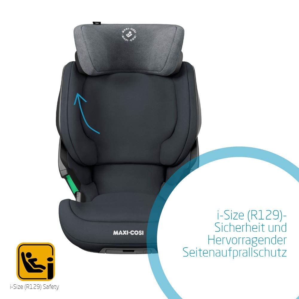 Maxi-Cosi Kore i-Size Seggiolino Auto, 3,5–12 anni, 100–150 cm, Seggiolino ISOFIX, Altezza/larghezza regolabile, Side Protection System Plus, Installazione facile e veloce, Authentic Graphite
