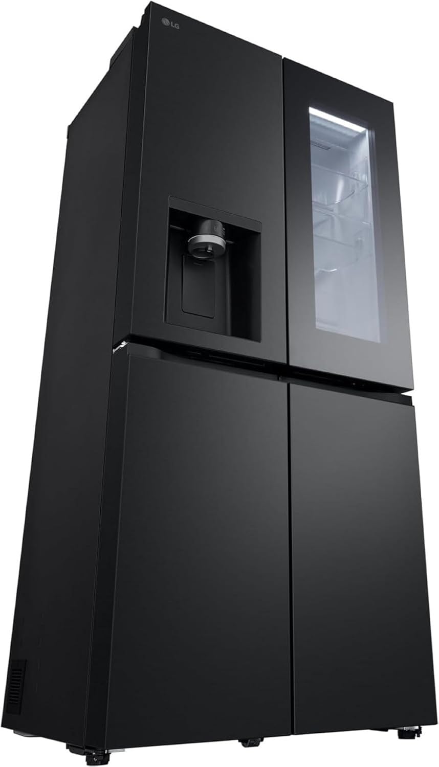 LG GMG861EPAE InstaView SLIM Multi-Door, Classe E, 508 L, Frigorifero Combinato, Erogatore di Ghiaccio, Ghiaccio Tritato e Acqua con UVnano, Total NoFrost, Compressore Smart Inverter, Wi-Fi, Colore Matte Black