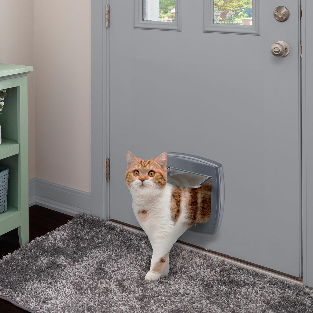 Ferplast Gattaiola per Cani di Taglia Media, Gattaiola per Gatti, Sportello per Animali Domestici a 4 Vie con Ingresso e Uscita Controllabili, con Protezione dalle Correnti d'Aria, Tunnel Completo, Sportello per Cani Swing 11, Grigio