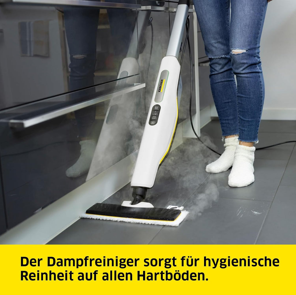 Krcher Dampfreiniger SC 3 Upright EasyFix, Aufheizzeit: 0,5 min., Flchenleistung: ca. 60 m, Tank: 0,5 l, Heizleistung: 1.600 W, mit Bodendüse, Bodentuch, Teppichgleiter, Entkalkungskartusche