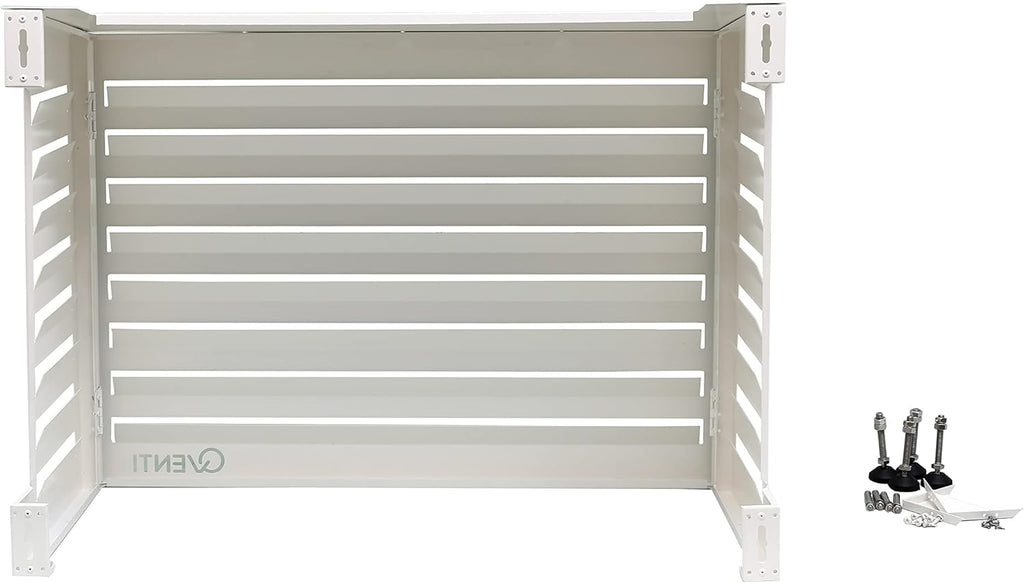 Copertura Qventi per condizionatore - Antracite/Grigio - Alluminio - Griglia di protezione - Rivestimento - Facile montaggio - Taglia S - Dimensioni esterne (LxPxH): 100 x 50 x 75 cm