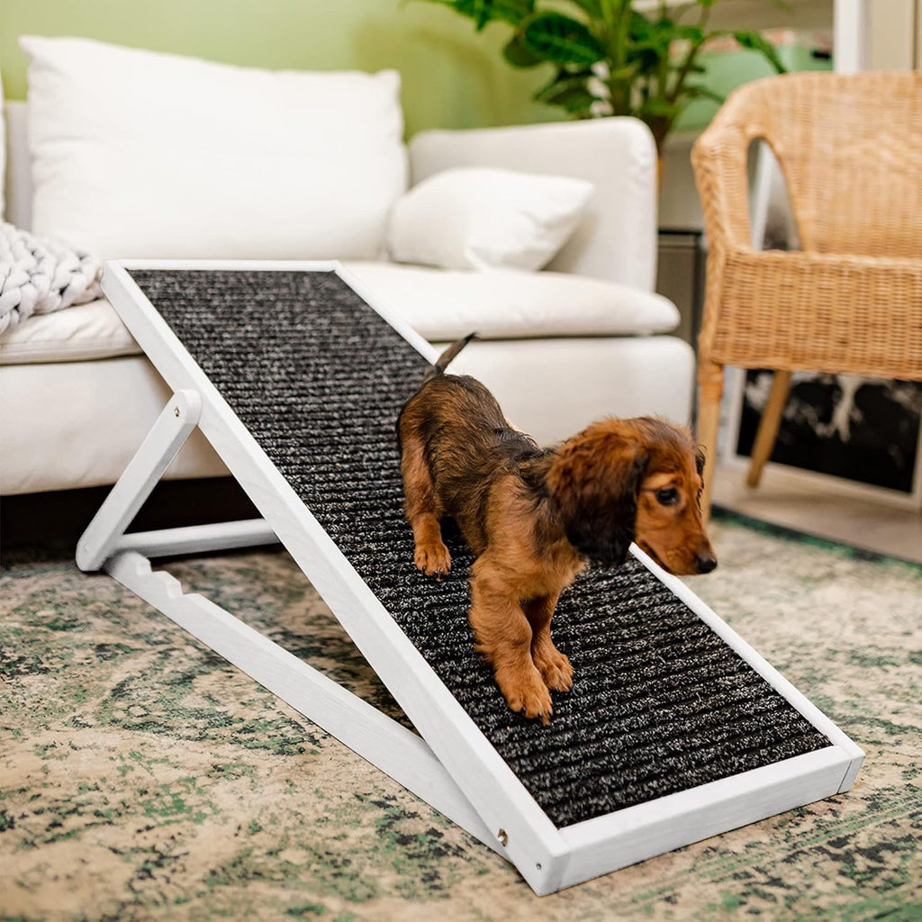 Holtaz Rampa per Cani Rampa per Gatti Scaletta per Cani per Letto o Divano Pieghevole in Legno Petwalk Scala per Cani Rampa di Carico per Animali Domestici con Inserto Antiscivolo Naturale