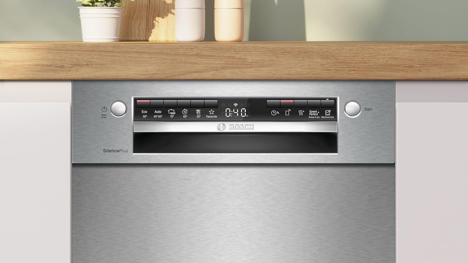 Bosch SPV2IKX10E Serie 2 Lavastoviglie smart a scomparsa totale, larghezza 45 cm, Cestello posate, Extra Asciugatura con la pressione di un pulsante, InfoLight punto luce rosso sul pavimento, AquaStop protezione dai danni causati dall'acqua, Bianco