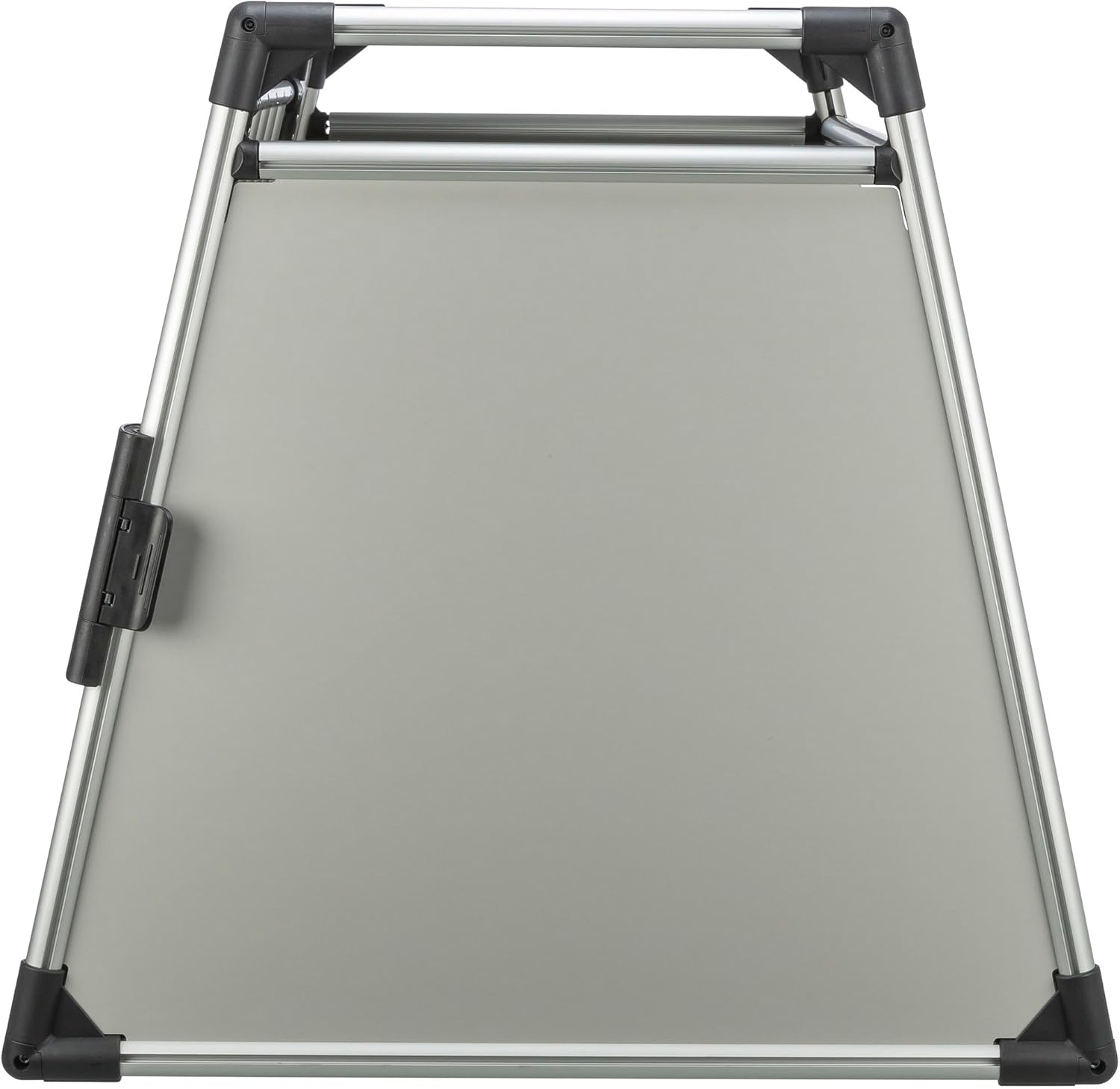 TRIXIE Hunde-Transportbox Aluminium in silber – M: 55 × 62 × 73 cm, stabile und geräuscharme Hundebox mit abgeschrägten Seiten, Sicherheitsverschluss & rutschfester Liegematte – 39342