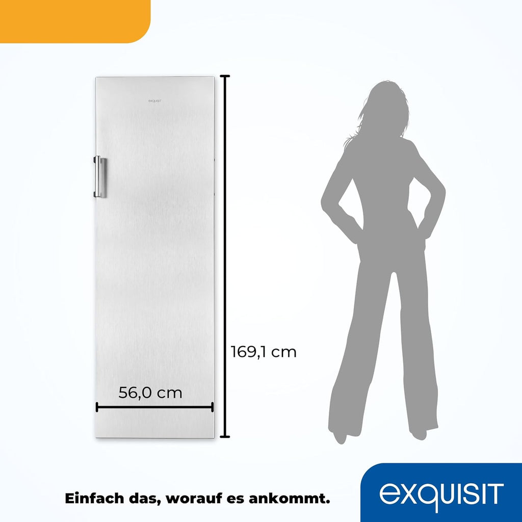 Exquisit Gefrierschrank GS271-NF-H-010E effetto inox | Congelatore NoFrost 194 l di capacità | Congelatore con 5 cassetti | Congelamento rapido