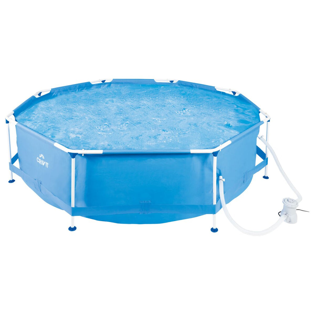 CRIVIT Piscina con telaio in metallo, Ø 300 x H 76 cm, inclusa pompa filtro - Usato come nuovo