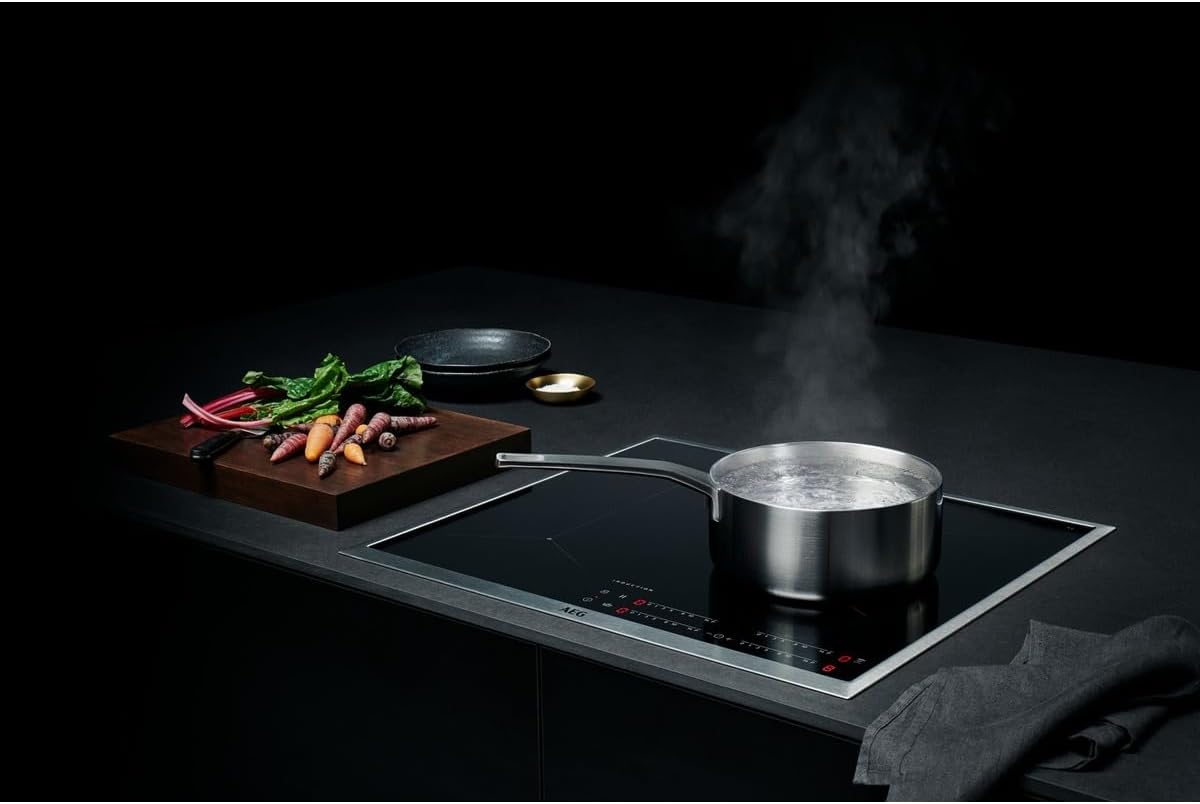 AEG IKB64431XB Piano cottura a induzione autonomo / Hob²Hood / Comandi Slider / 60 cm / Cornice in acciaio inossidabile / 4 zone di cottura / Funzione Power / Sicurezza bambini