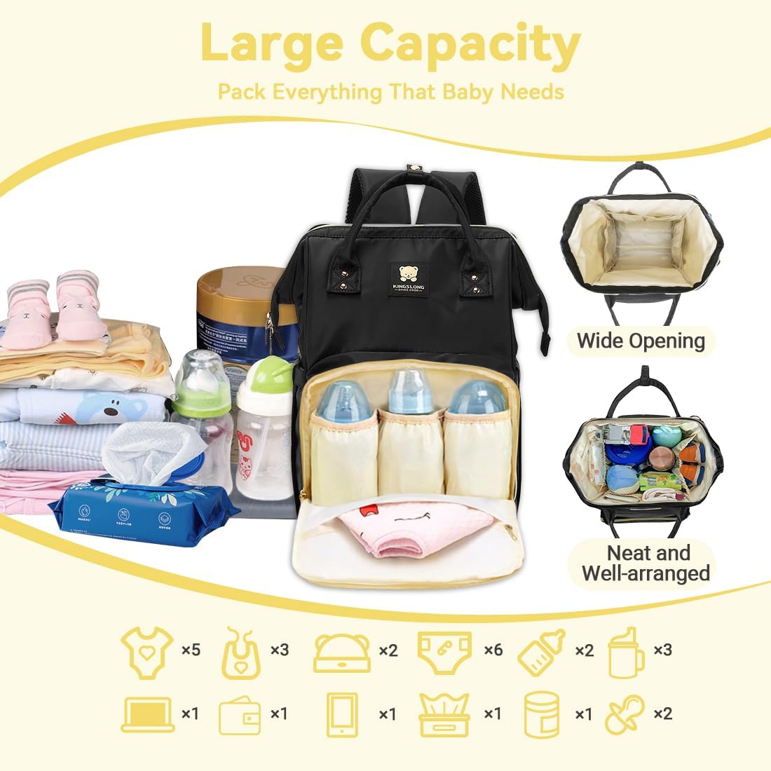 Luvsway Wickeltasche, Reise-Babytaschen für neue Mutter, 16 Taschen, große Kapazität, multifunktionaler Umstandsrucksack, tragbare Handtaschen-Rucksäcke für Kinderwagen, Babyparty-Geschenke für