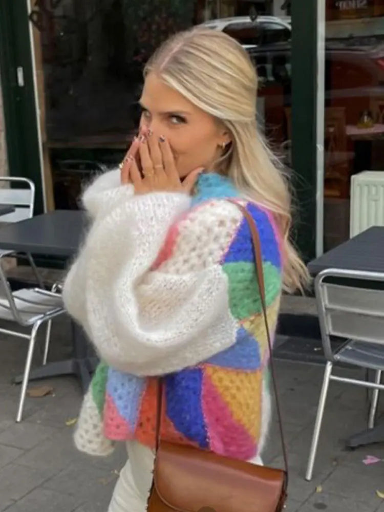 Lozenda - Lssiger Multicolor-Strickpullover für Frauen