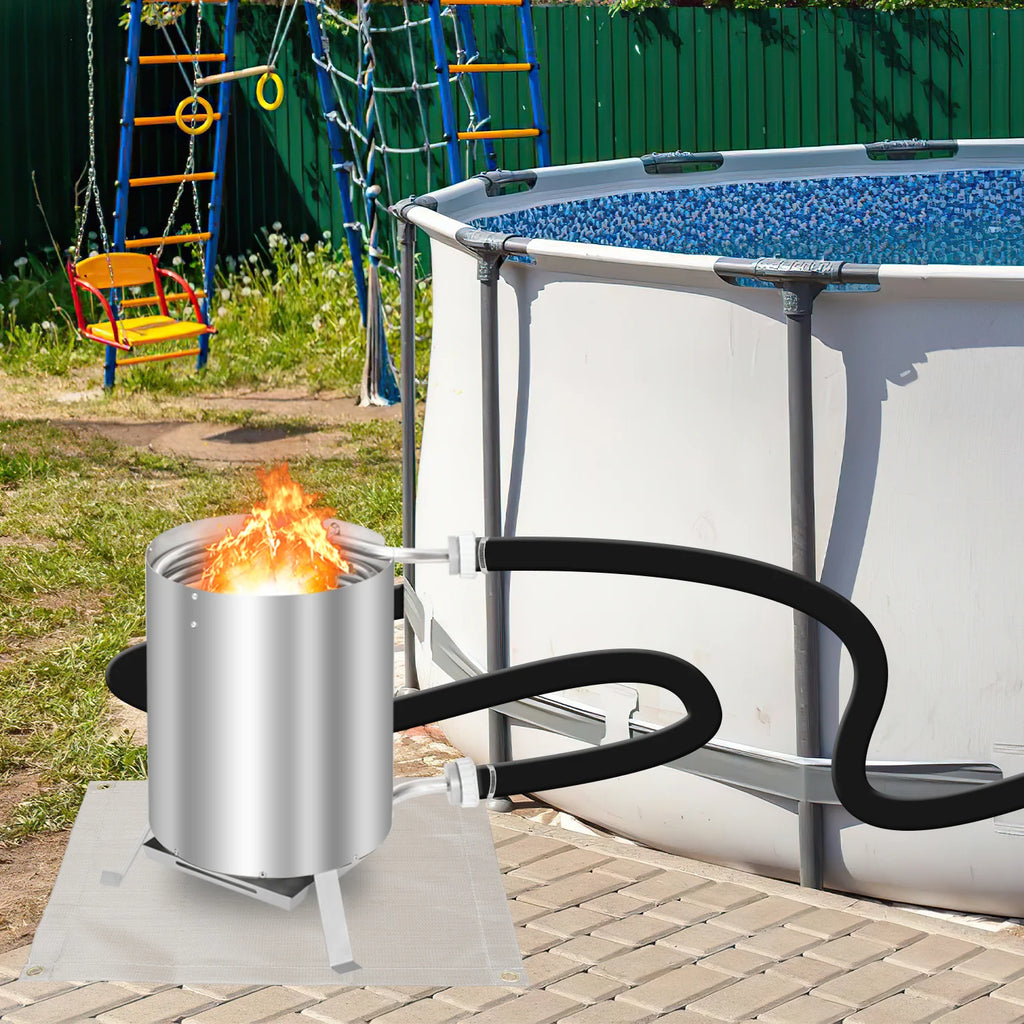 Sonnewelt Stufa da esterno per piscina con serpentina di riscaldamento in acciaio inossidabile