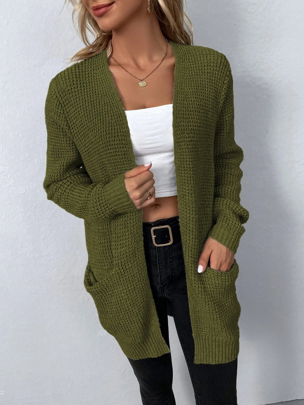 Cardigan lavorato a maglia a maniche lunghe da donna