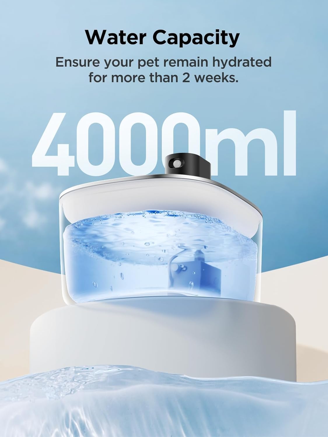 Fontana per Gatti Senza Fili con Sensore di Movimento a Batteria da 4000mAh, Fontana d'Acqua Silenziosa da 4L FEELNEEDY con Sensore di Movimento per Gatti e Cani Piccoli, Vasca d'Acqua in Acciaio Inossidabile, 2 Filtri