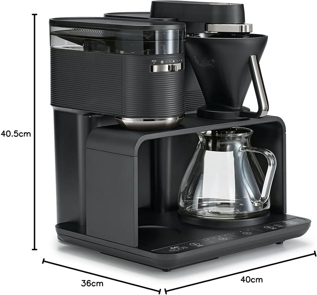 Melitta EPOS Macchina da caffè con macinacaffè, nero-argento