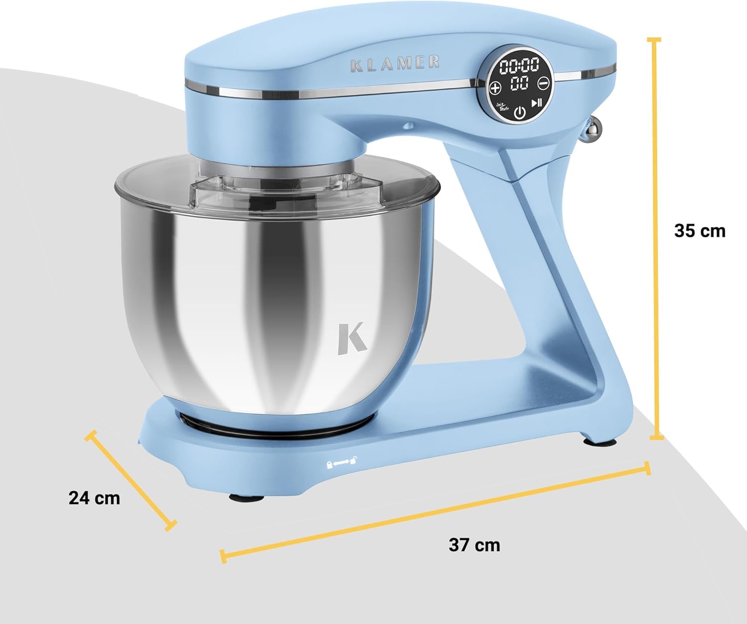 KLAMER Robot da Cucina 1800W, Impastatrice per Pane con Ciotola in Acciaio Inox da 6 L, 10 Velocità con Timer, Movimento Planetario, Frusta a Filo, Gancio Impastatore, Frusta a Palloncino e Coperchio Antischizzi (Nero)
