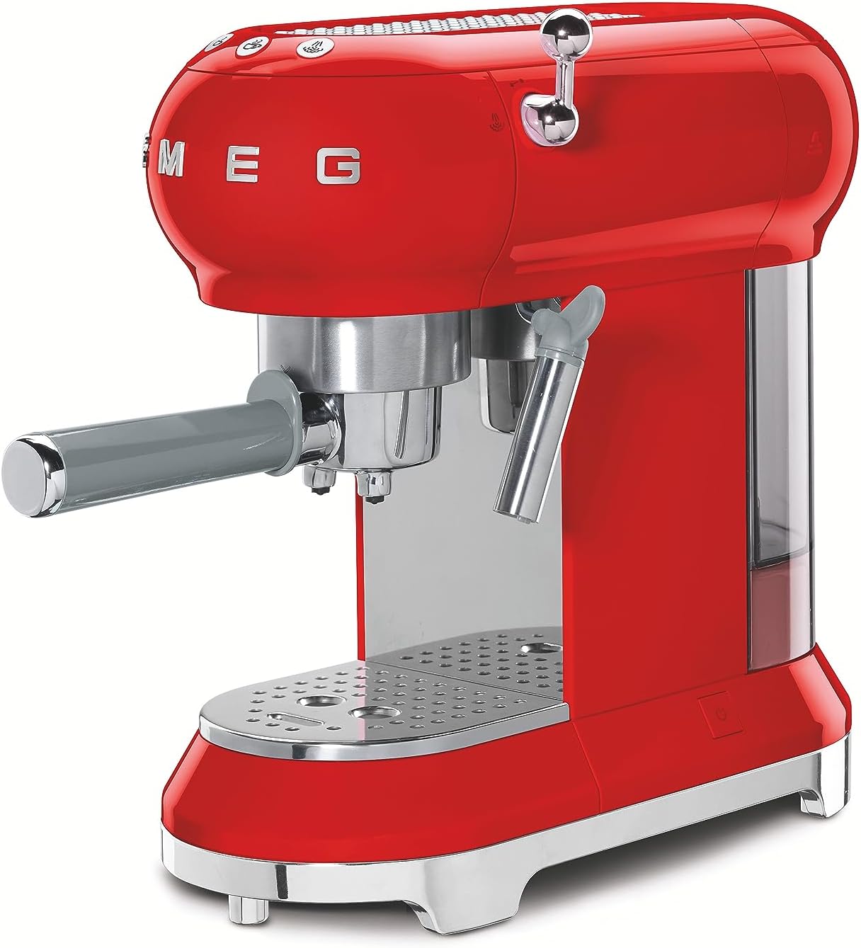 Smeg, ECF01WHEU Macchina da Caffè Espresso Manuale, Sistema Cappuccino, Thermoblock, Alloggiamento Tazze Grandi e Funzione Doppio Caffè, Serbatoio Acqua 1 l, Dimensioni Compatte, 1350W, Bianco