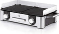 WMF Lono Master-Grill, Grill Elettrico, 50x28 cm, Grill Elettrico da Tavolo con Paravento e Vaschetta Raccogligocce, Certificato per Esterni per Barbecue, 2 Superfici di Cottura Regolabili Separatamente, 2400 W, Acciaio Inossidabile Opaco