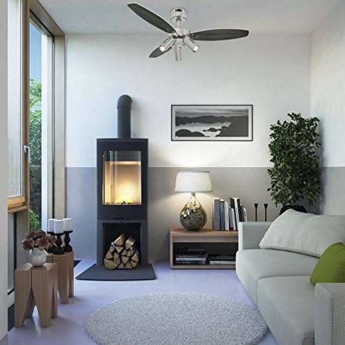 72290 Jet Plus, moderno ventilatore da soffitto da 105 cm con illuminazione di Westinghouse Lighting, finitura in nichel spazzolato, con faretti, telecomando incluso