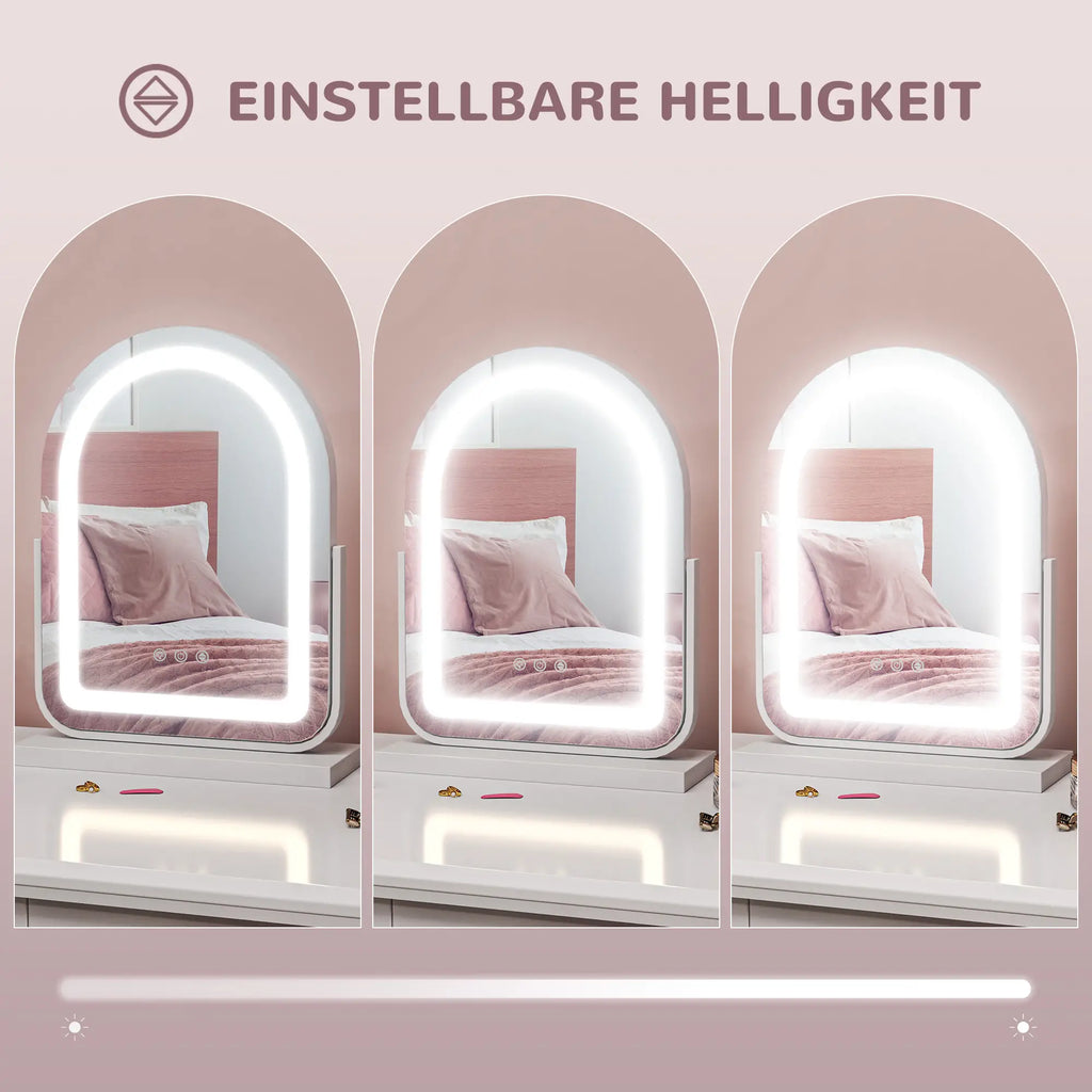HOMCOM Specchio per Trucco con Illuminazione LED Controllo Touch Bianco