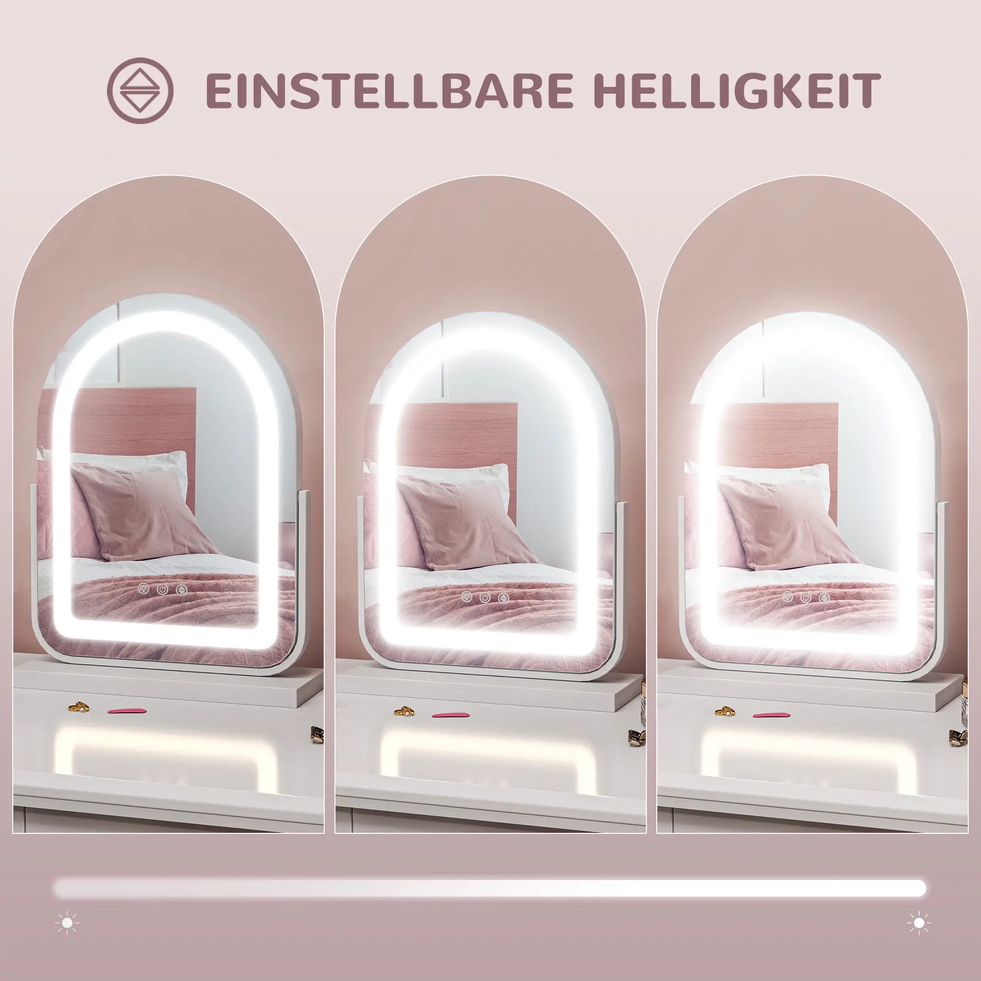HOMCOM Specchio per Trucco con Illuminazione LED Controllo Touch Bianco