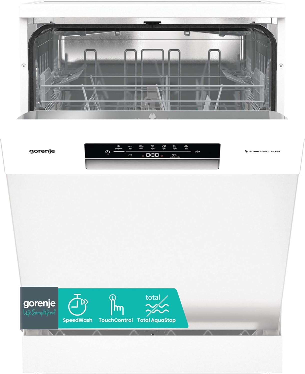 Gorenje GS642E90W Lavastoviglie a libera installazione, 60 cm, 13 coperti, Total AquaStop, protezione completa anti-trabocco, Programma Igiene, funzione SpeedWash, autopulizia, cestello portaposate UltraClean